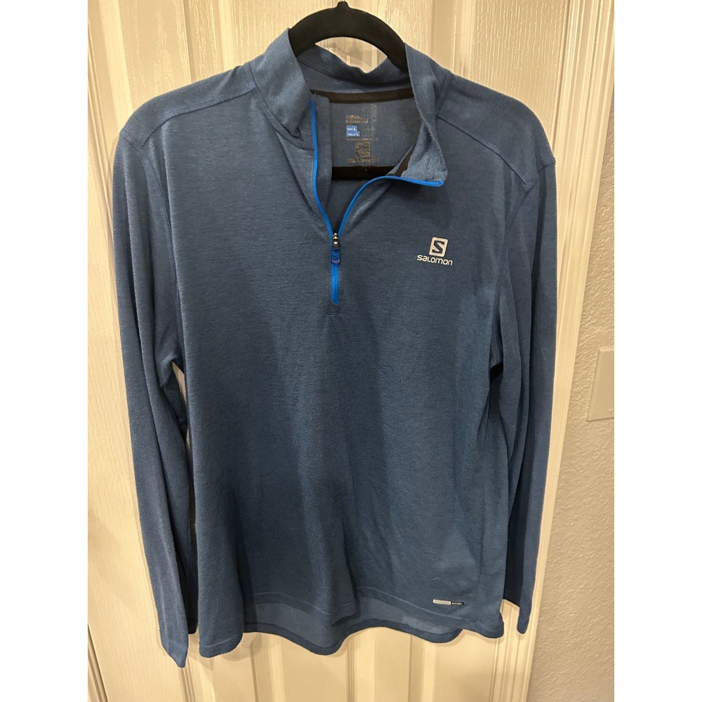 Salomon Pullover Blue AdvancedSkin ActiveDry Quarter Zip Running Hiking Top